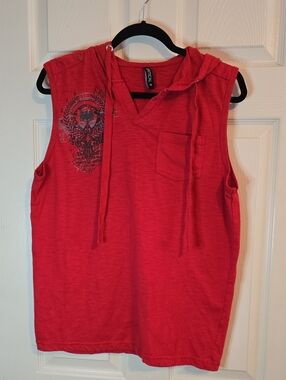 Vertical‎ Brand Red Sleeveless Hooded Tee